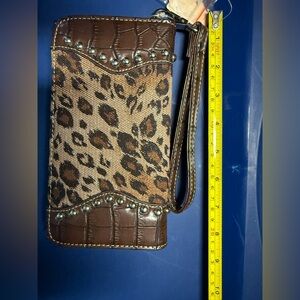 Leopard Print Wristlet with Stud Accents - nwt - snap closure